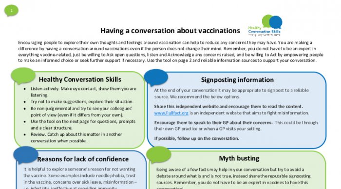 Having a conversation about vaccination tool
